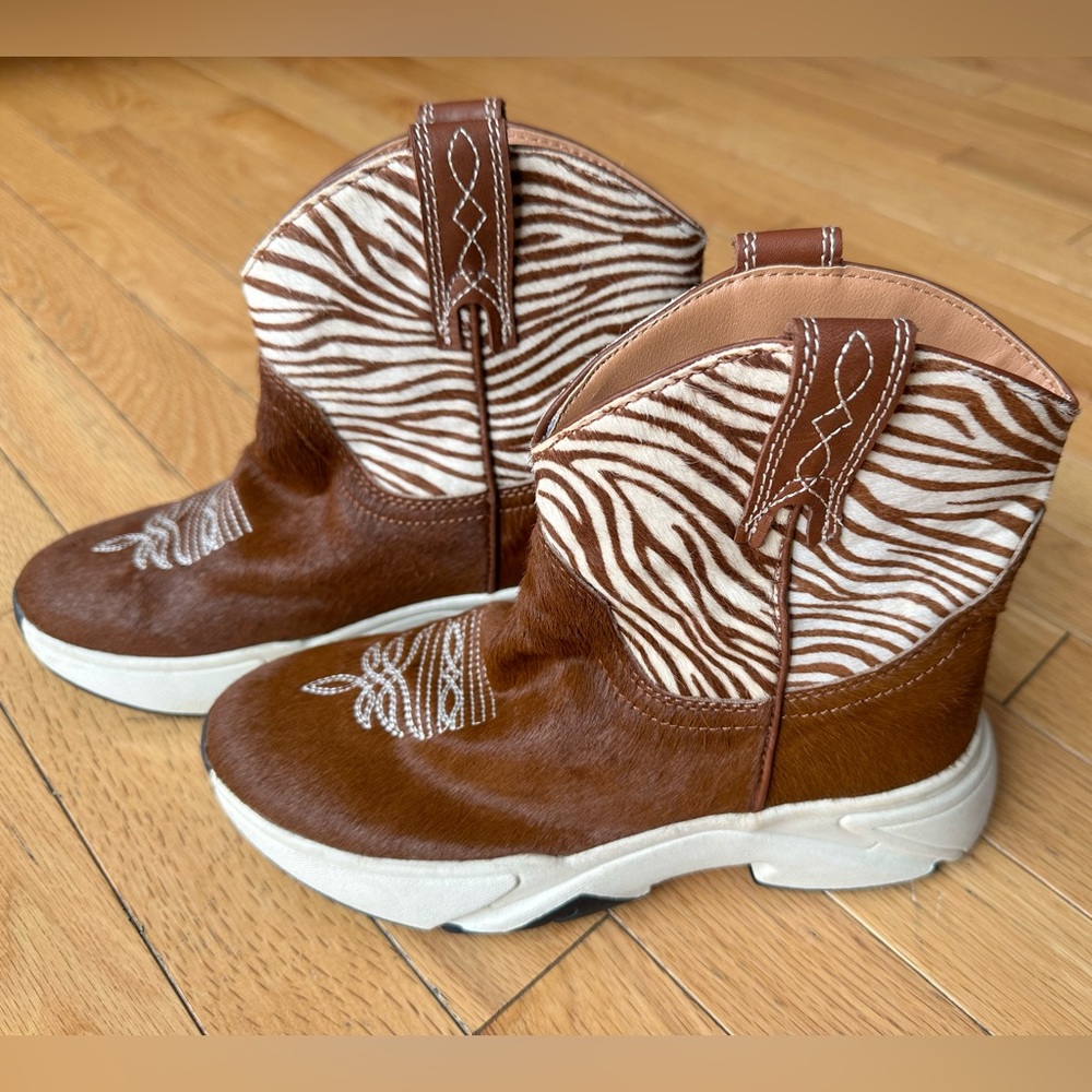 Dingo Safari calf hair, zebra print cowboy boots